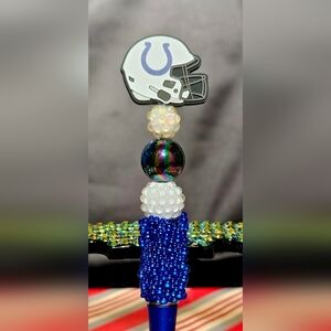 NFL Indianapolis Colts Sparkly/Blingy Custom Created Super Fan Beaded Pen